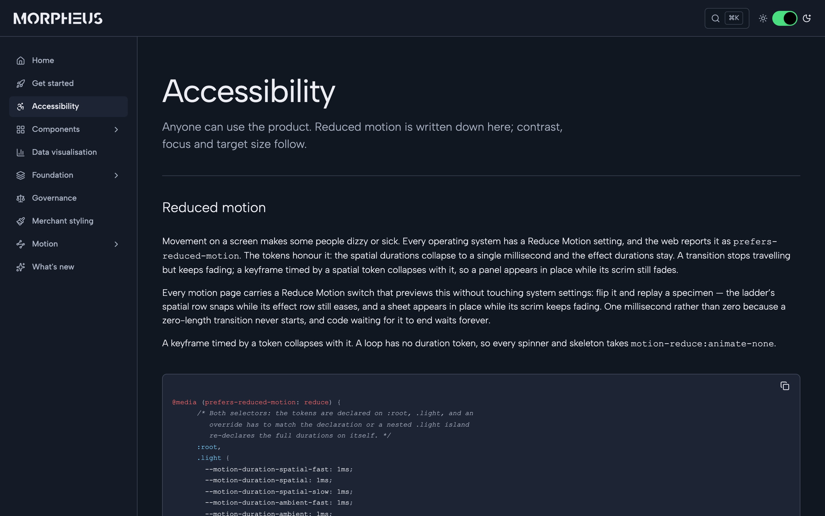 The Morpheus hub: Accessibility