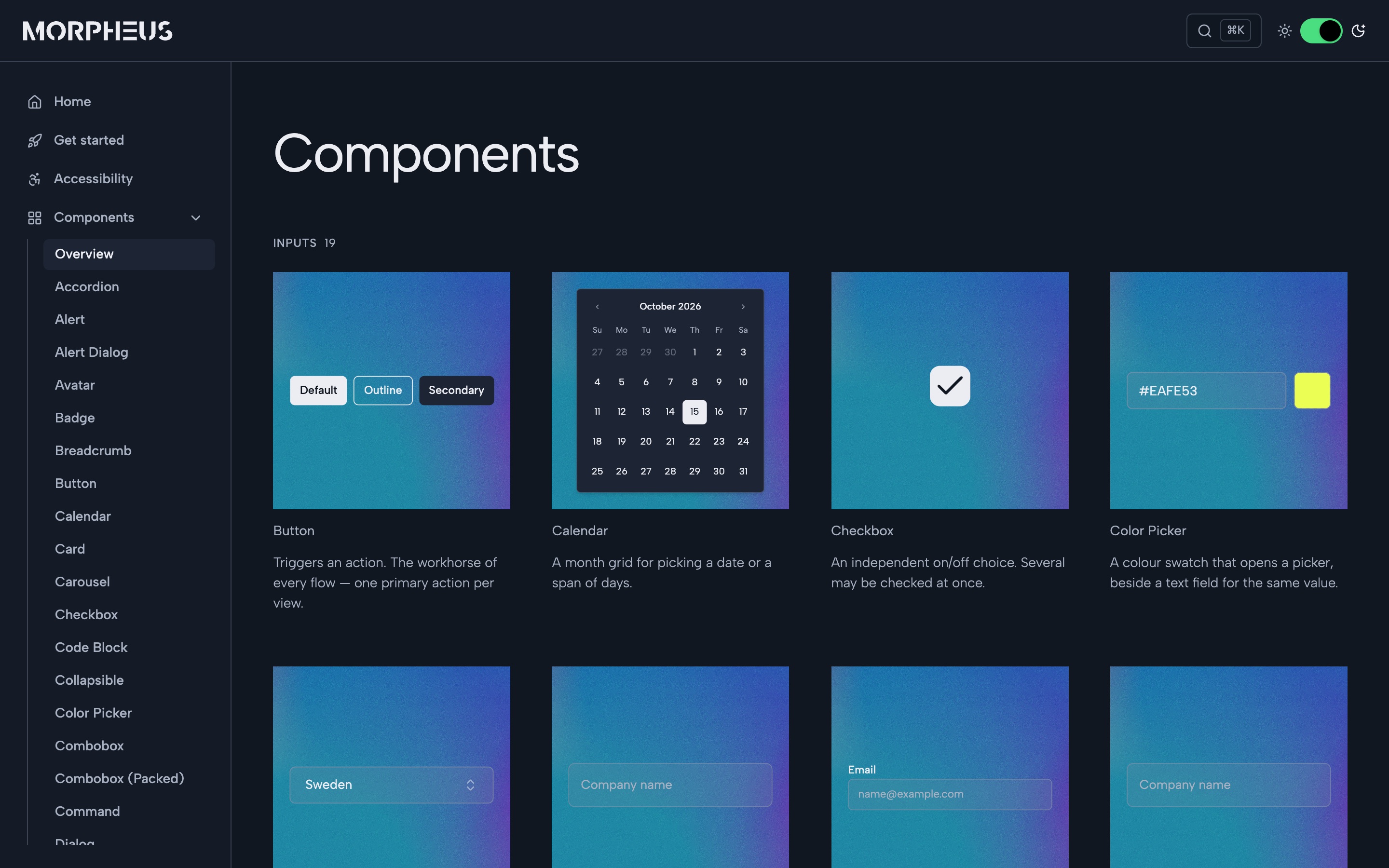 The Morpheus hub: Components